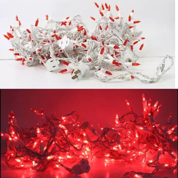 Red String Lights White Wire 44f for Christmas Holiday 4th of July Home Decor - Picture 1 of 7